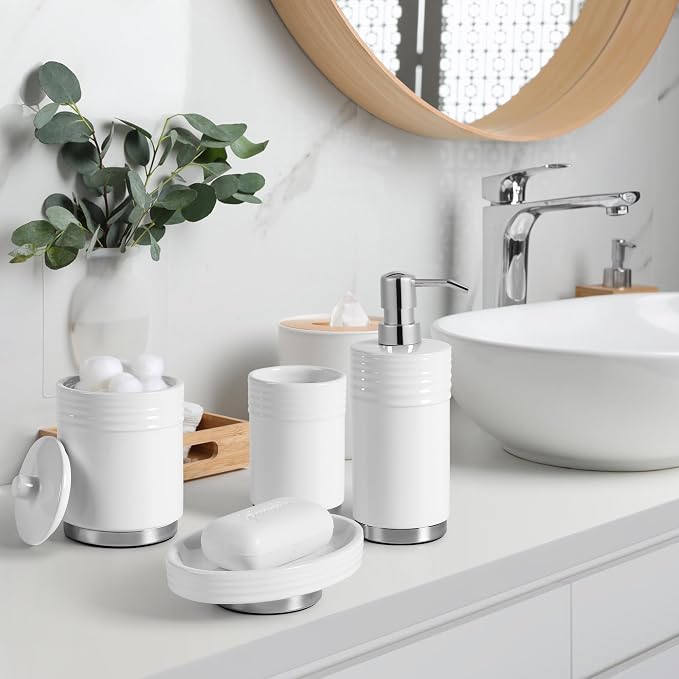 Bathroom Accessories Set 4 Pieces Ceramic Bathroom Accessory - Image 4