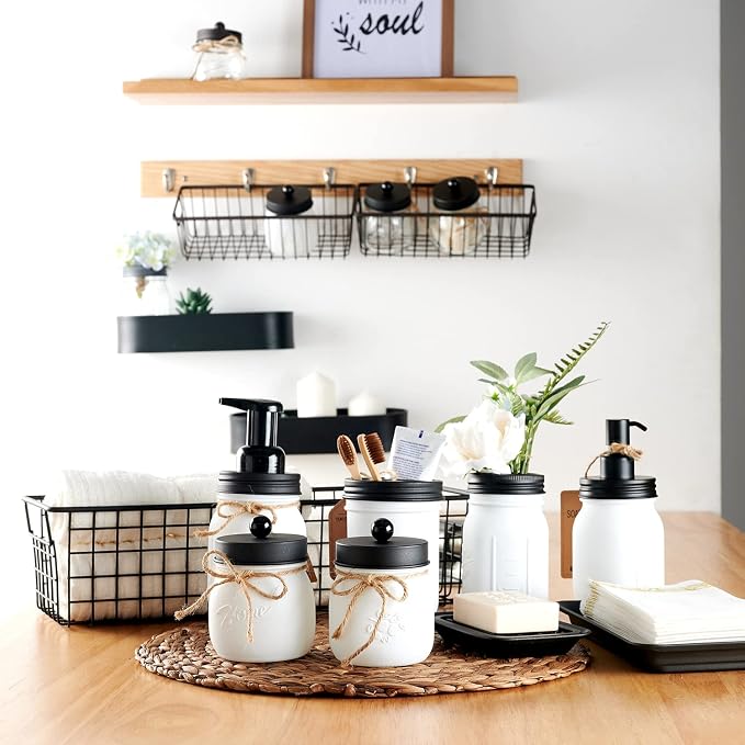 SheeChung 6Pcs Mason Jars Bathroom Accessories Set - Image 7