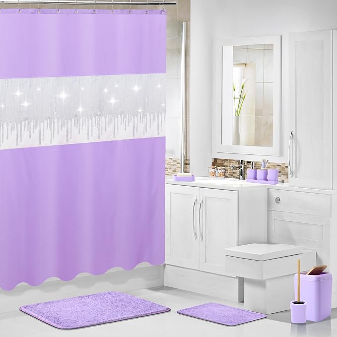 24PCS Bathroom Sets with Shower Curtain and Rugs, Bathroom Sets with Extra Soft - Image 6