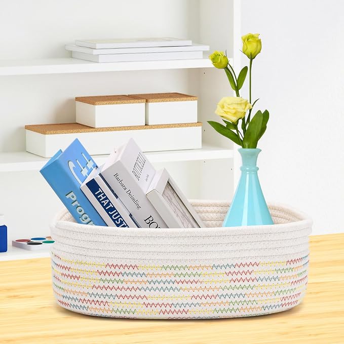 7 Piece Cotton Rope Woven Basket Set - Image 6
