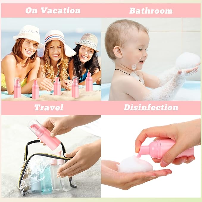 24 Pcs Foam Pump Bottles 1 Oz/ 30 ml Plastic Mini Empty Dispenser Travel Soap - Image 8