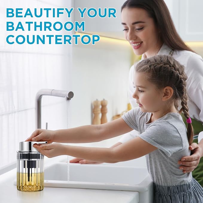 2 Pcs Refillable Clear Foaming Hand Soap Dispenser 10 oz Plastic Dispenser Pump - Image 6