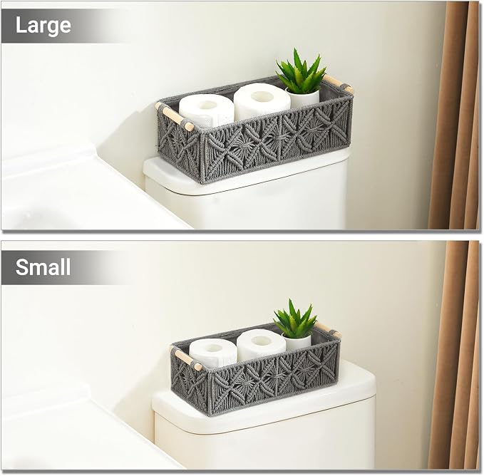 Nonam Macrame Storage Baskets, Boho Decor Style Woven Storage Boxes - Image 5
