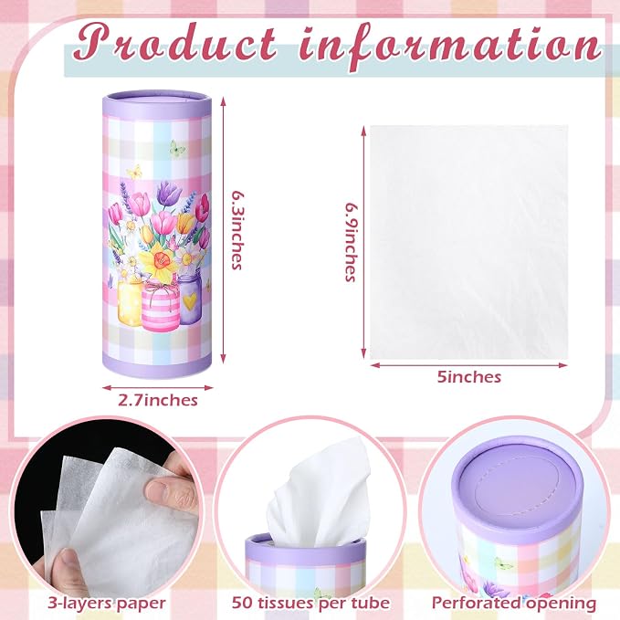 12 Pack Hello Spring Car Tissue Cylinder Holder Bulk - Image 3