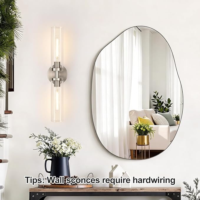 Brushed Nickel Wall Sconces, Hardwired Bathroom Sconces Vanity Light - Image 5
