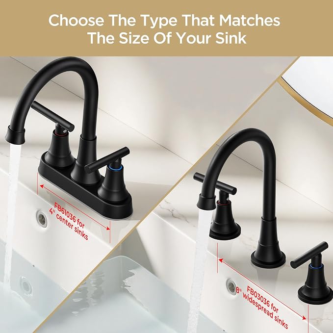 FORIOUS Matte Black Bathroom Faucet 3 Holes Vanity, 2 Handle 360° Swivel 8 In - Image 8