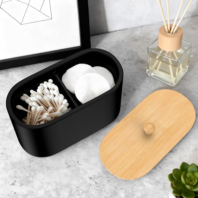 Cotton Swab Holder, Round Cotton Pads Balls Qtip Holder Dispenser - Image 4