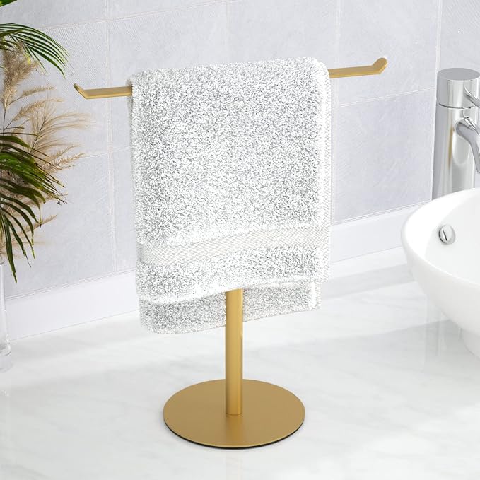 Gold Hand Towel Stand, T-Shape Hand Towel Holder by niffgaff