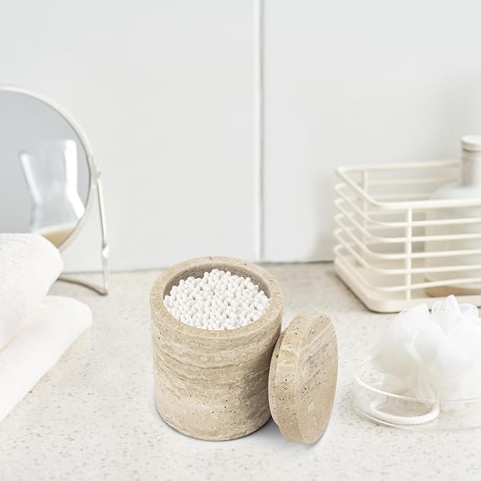 Natural Marble Canister, Cotton Swab Holder - Image 9