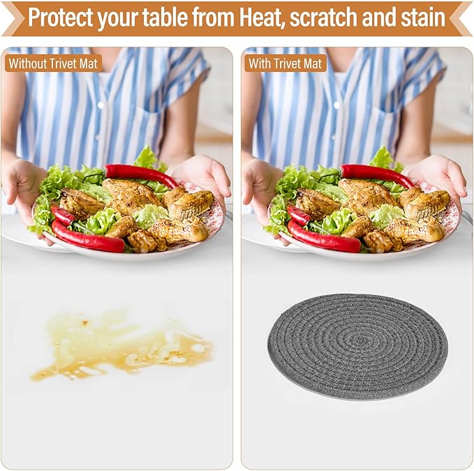 Trivet Mats Set for Hot Dishes, 5 Heat Resistant Pot Holders Kitchen Counter - Image 5
