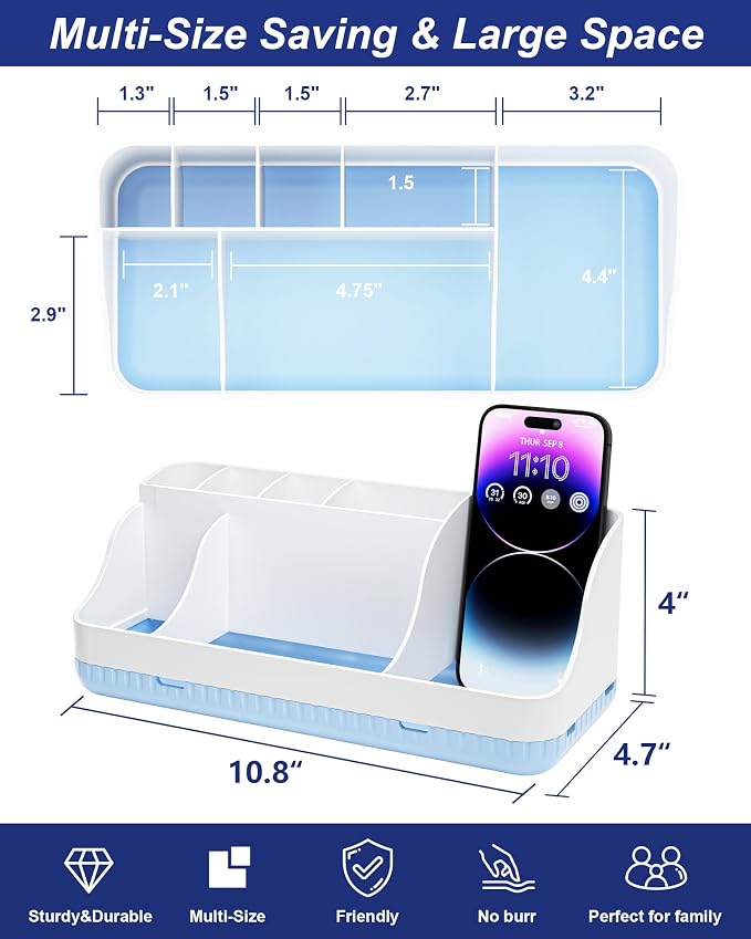 Bathroom Counter Organizer and Storage, 7 Slots Detachable Toothbrush Holders - Image 2