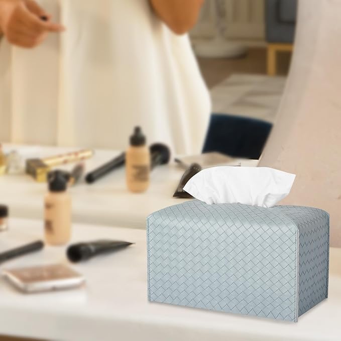 Tissue Box Cover PU Leather Tissue Holder Square Facial Tissue Case Facial - Image 2