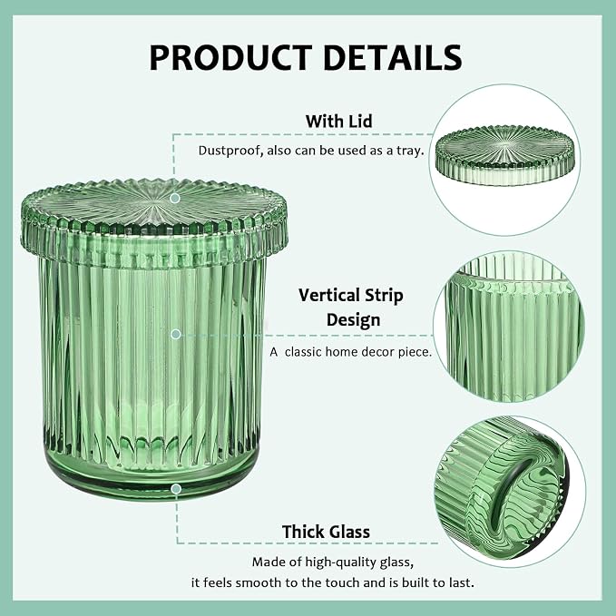 Hipiwe 2 Pcs Qtip Holders Bathroom Dispenser Glass Apothecary Jars - Image 5