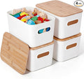 Citylife Storage Bins with Bamboo Lids 6QT Plastic Storage Containers Stackable by Unknown