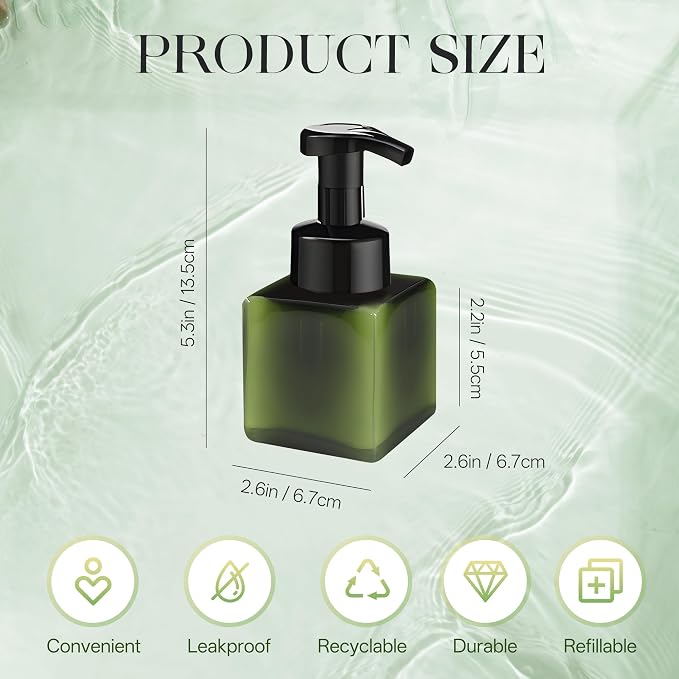 8.5 oz Foaming Soap Dispenser Plastic Foaming Pump Bottle, Refillable Dispenser - Image 4