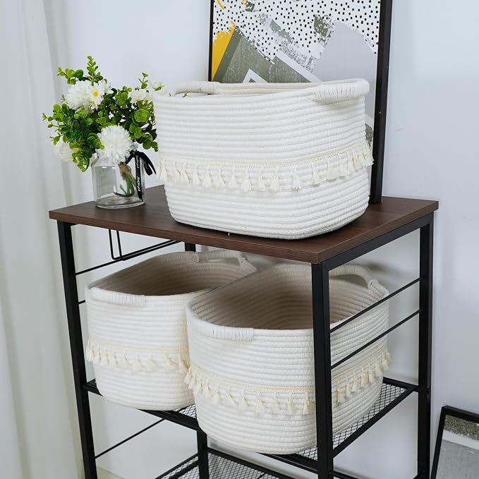 TeoKJ White Cotton Rope Baskets - Image 6