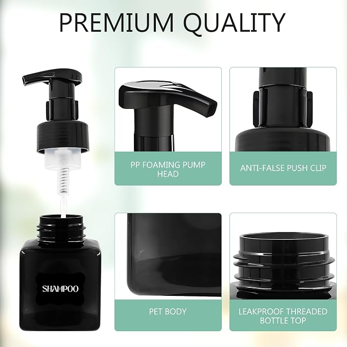 8.5 oz Foaming Soap Dispenser Plastic Foaming Pump Bottle, Refillable Dispenser - Image 5