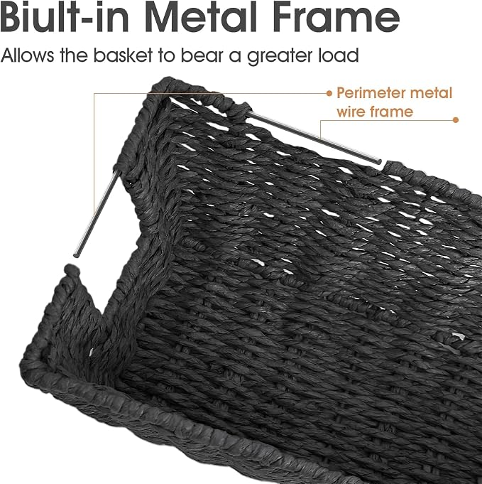 Paper Rope Storage Baskets for Shelves Organizing, Small Hand Woven Wicker - Image 5