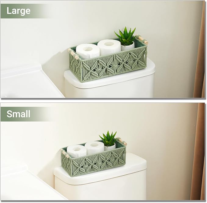 Nonam Macrame Storage Baskets, Boho Decor Style Woven Storage Boxes - Image 5