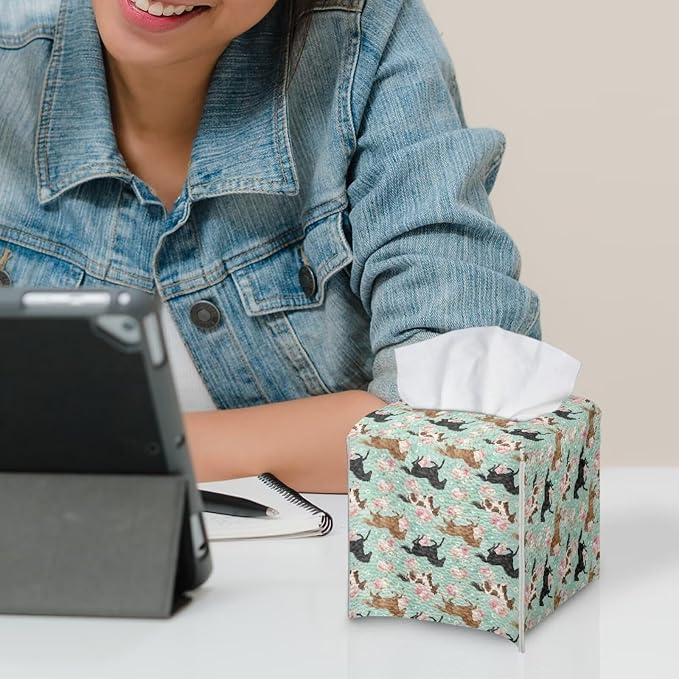 Horses Modern Tissue Box Holder, Waterproof Square PU Leather Napkin Case - Image 6
