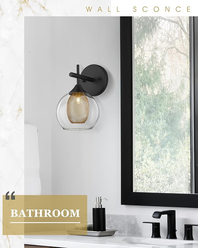 Black Wall Sconce Set of 2, Bathroom Vanity Light Fixture - Image 5