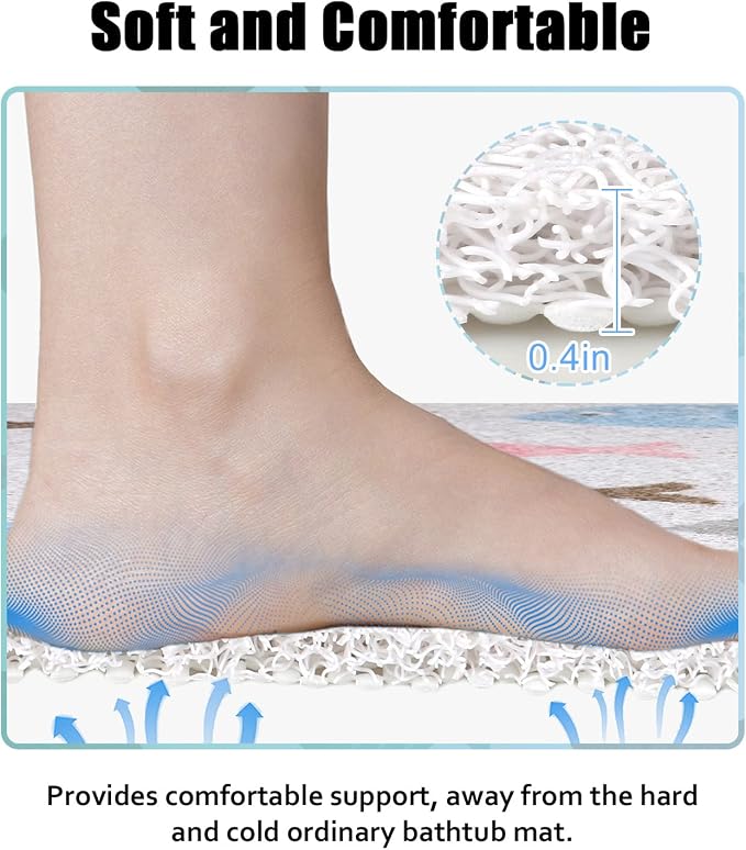 Bathtub Mat Shower Mat Non-Slip, 16x 39 Inch, Soft Comfort Bath Mat - Image 4
