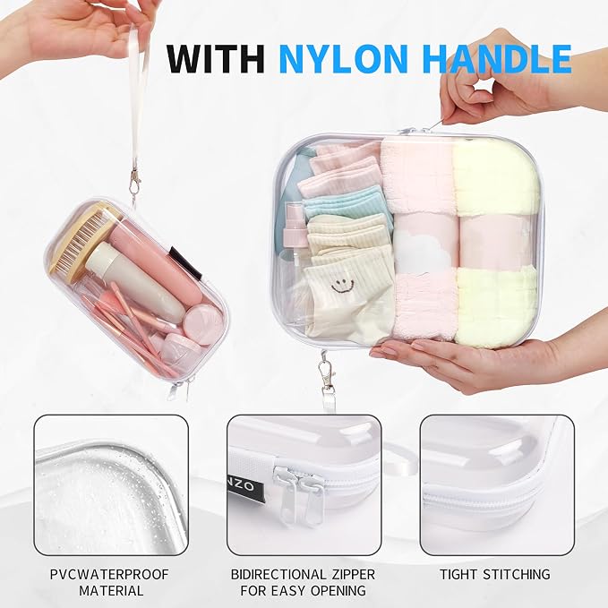 3 PCS Clear Hard Shell Zipper Case - Image 3
