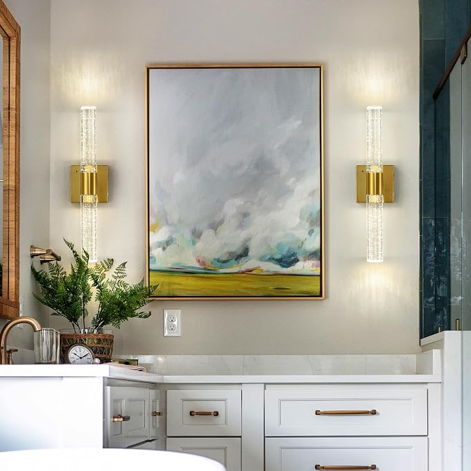 Gold Wall Sconces Set of Two Battery Operated, Wireless Rechargeable Wall - Image 9