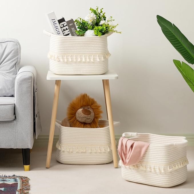 TeoKJ White Cotton Rope Baskets - Image 2