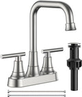 FORIOUS 4 Inch Centerset Bathroom Faucet 3 Hole, 2 Handle Brushed Nickel Faucet by FORIOUS