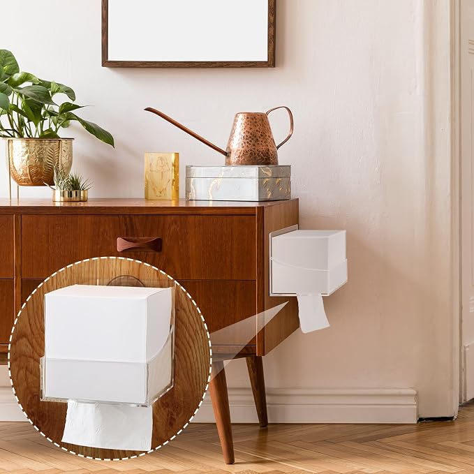 Geelin 1 Pcs Tissue Box Holder Wall Mount Acrylic Dispenses Tissue Box Shelf - Image 5