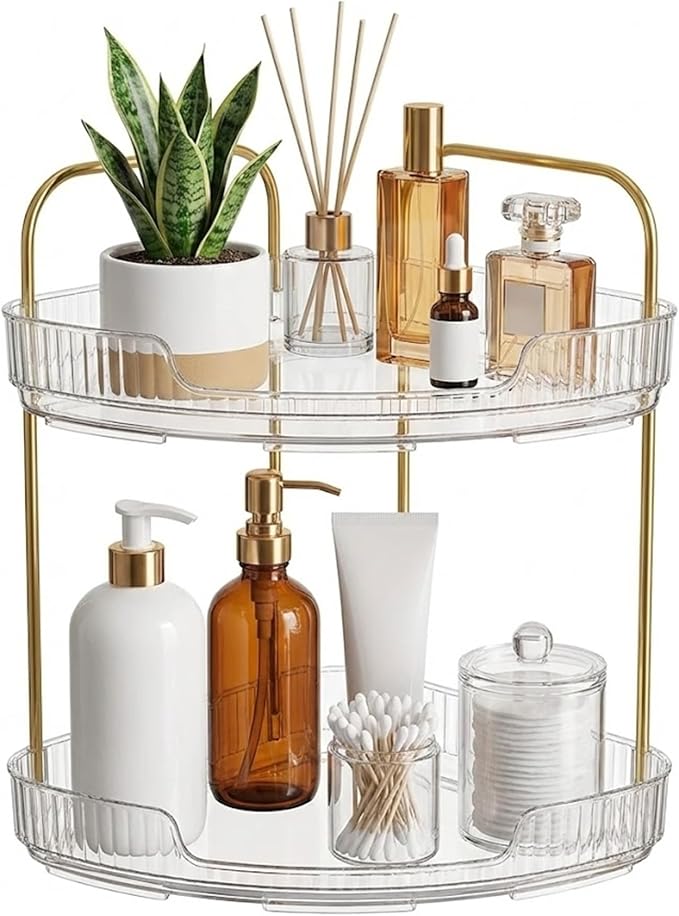 2-Tier Acrylic Corner Bathroom Organizer by DECOTIER