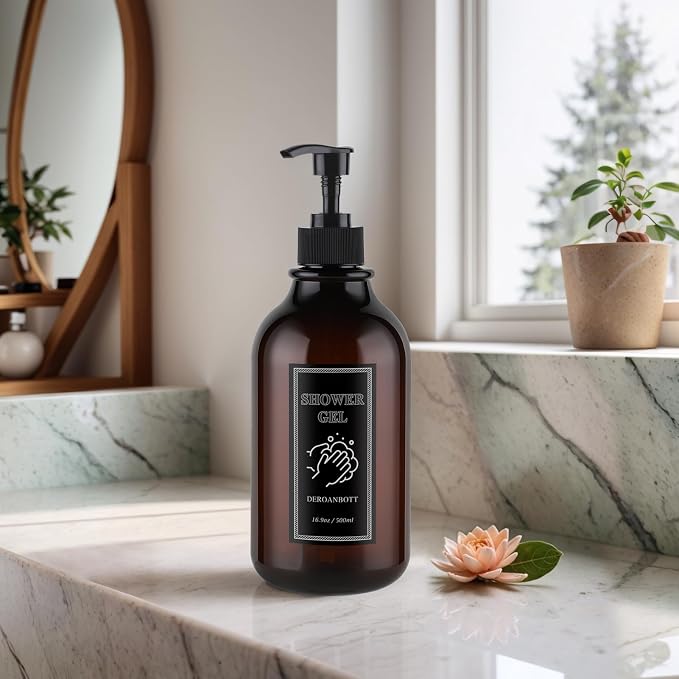 Shampoo and Conditioner Dispenser, Refillable Plastic Shampoo Pump Bottles - Image 3