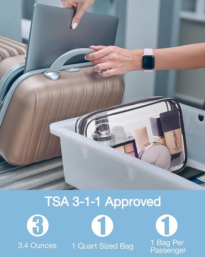 BAGSMART Clear Toiletry Bag, 2 Pack TSA Approved Travel Toiletry Bag Carry on - Image 3