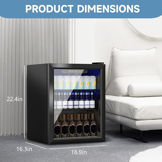 Stopasd Beverage Refrigerator Cooler, 1.7 Cu.Ft/70 Can Drink Fridge - Image 3