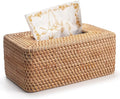 Rattan Tissue Box Cover Natural Woven Facial Napkin Holder Rectangular 10 x 6.1 by DECRAFTS