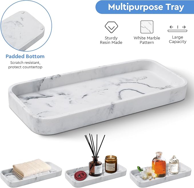 Bathroom Accessories Set, Toothbrush Holder, Qtip Holder Dispenser & Resin - Image 5