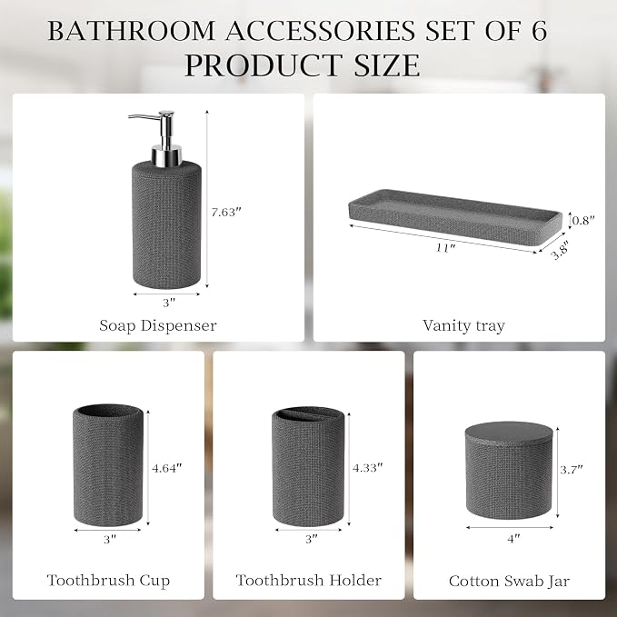 6-Piece Grey Bathroom Set - Image 8