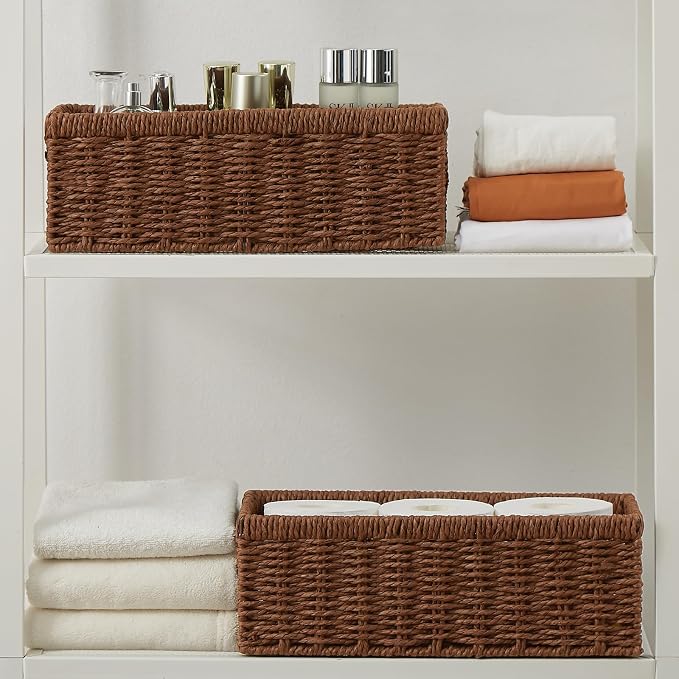 Vagusicc Wicker Storage Basket, Paper Rope Wicker Baskets - Image 6