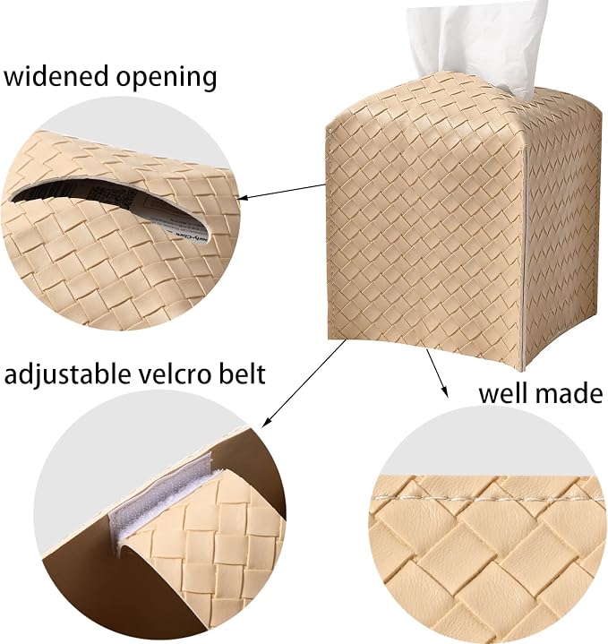 Tissue Box Cover PU Leather Tissue Holder Square Facial Tissue Case Facial - Image 4