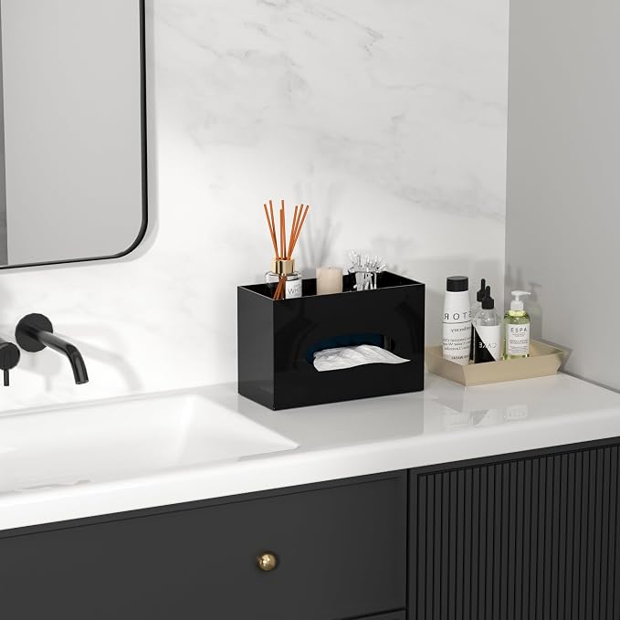 Black Acrylic Tissue Box Cover Rectangular, Acrylic Tissue Dispenser - Image 7