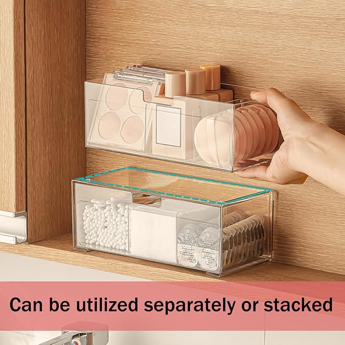 MORNITE Medicine Cabinet Drawer Organizer Set, 2-Tier Stackable Storage Drawers - Image 6