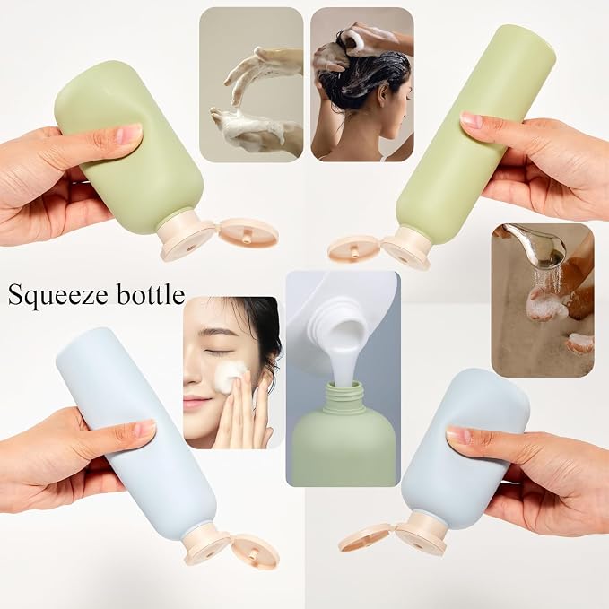 Qeuly Squeeze Bottles with Pump Dispenser and Flip Cap, 8.8 oz Refillable - Image 2