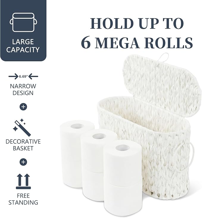 Toilet Paper Basket, Wicker Toilet Paper Storage - Image 4