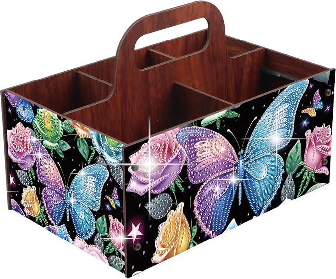 DIY Flower Diamond Art Wooden Multi-Compartment Organiser Box by JZHYOAN