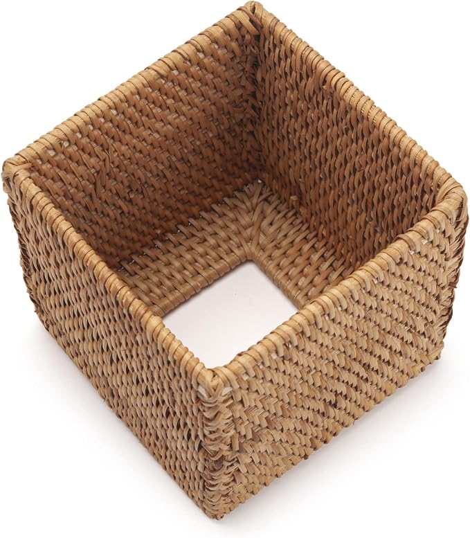 Rattan Tissue Box Cover Square, Wicker Tissue Box Holder, Decorative Woven - Image 3