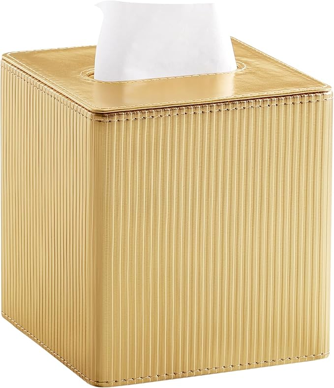 Gold Tissue Box Cover Square by Cretkhp