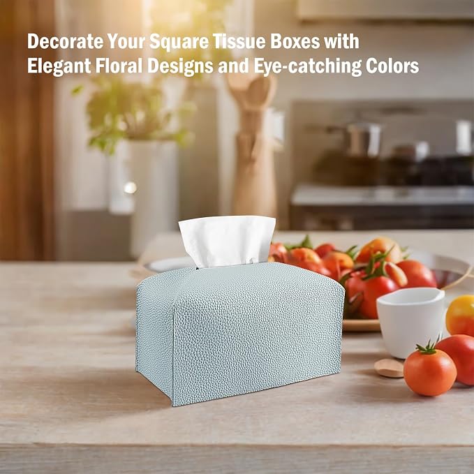 Tissue Box Cover PU Leather Tissue Holder Rectangle Facial Tissue Case Tissue - Image 2