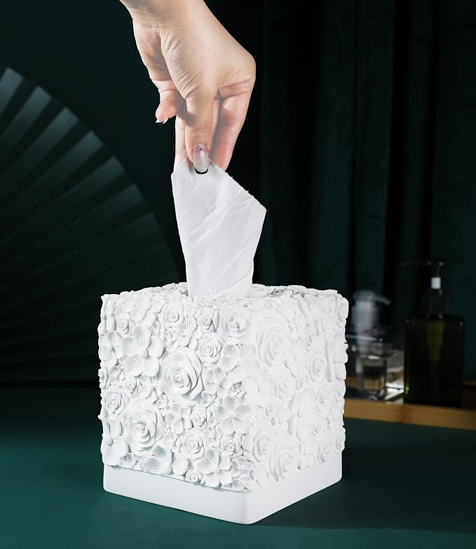 Hymmah Modern Square Tissue Box Cover Holder, Bathroom Accessories Decor Unique - Image 7