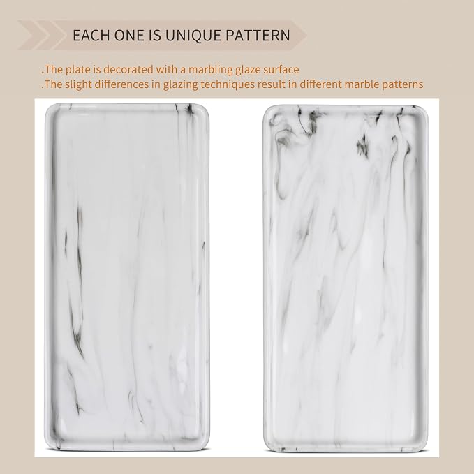 Gurygo 10" Bathroom Tray for Counter, Ceramic Vanity Trays for Bathroom - Image 6